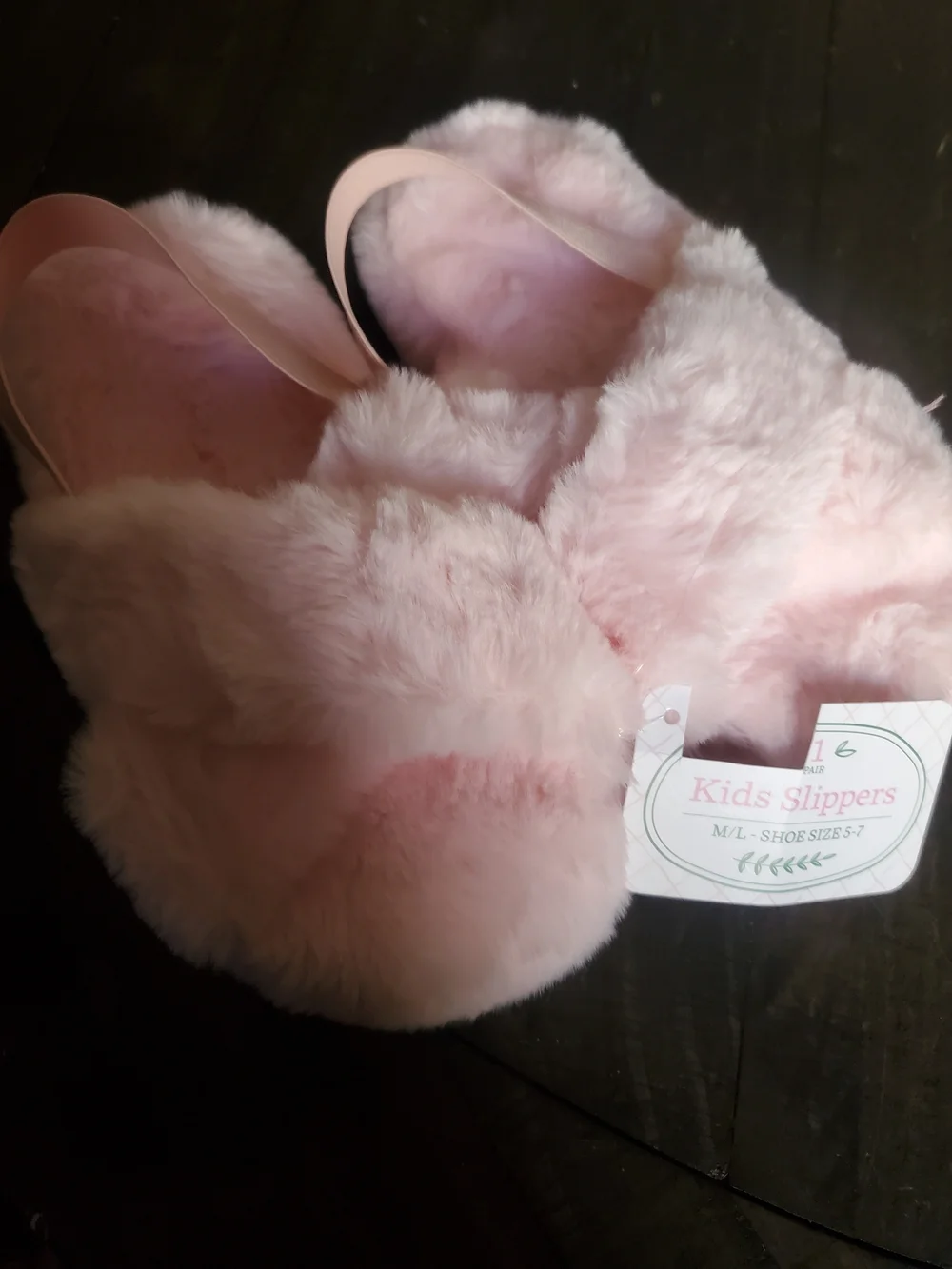 Kids Pink Fuzzy Slide Slippers